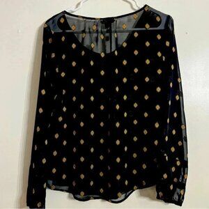 Lucky brand  black/ gold sheer women’s top size medium